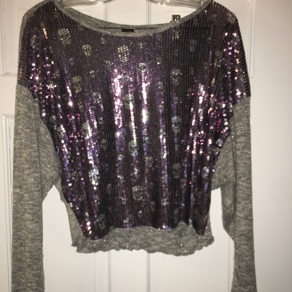 Sequined skull top